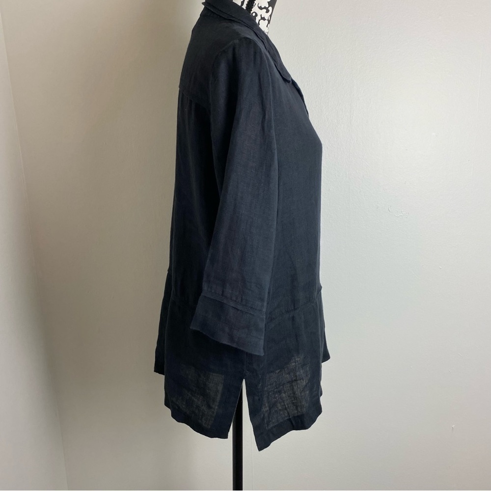 Harve Bernard Linen Button Front Lagenlook Shirt - Picture 11 of 14